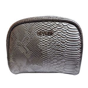 Cutler Animal Print Silver Metallic Cosmetic Case